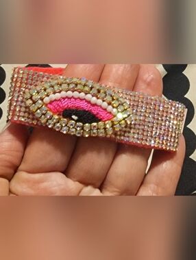 Rhinestone Embellished Pink Ojo Turco Bracelet